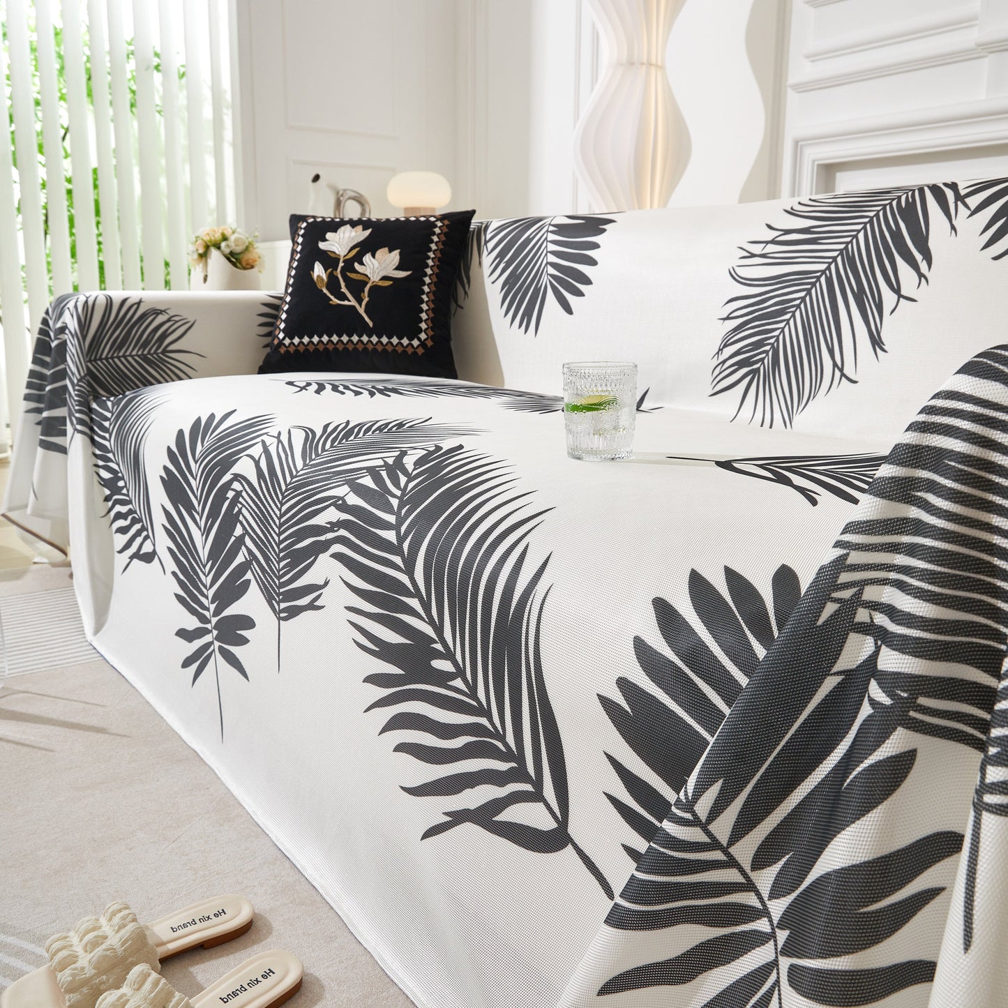 Leaf Printed Slipcover Sofa Covers, Universal Couch Throw Cover, Pets Furniture Protector for Home Decor