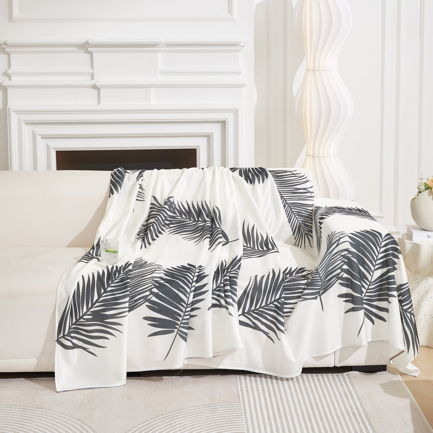 Leaf Printed Slipcover Sofa Covers, Universal Couch Throw Cover, Pets Furniture Protector for Home Decor