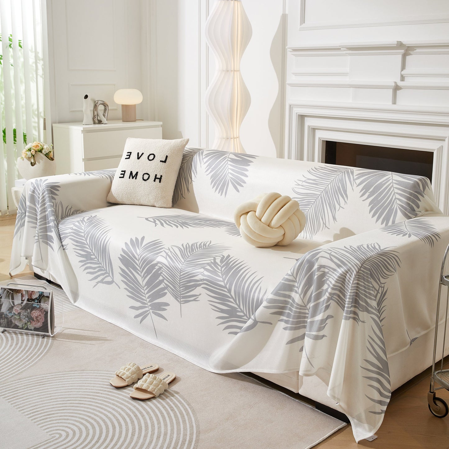 Leaf Printed Slipcover Sofa Covers, Universal Couch Throw Cover, Pets Furniture Protector for Home Decor
