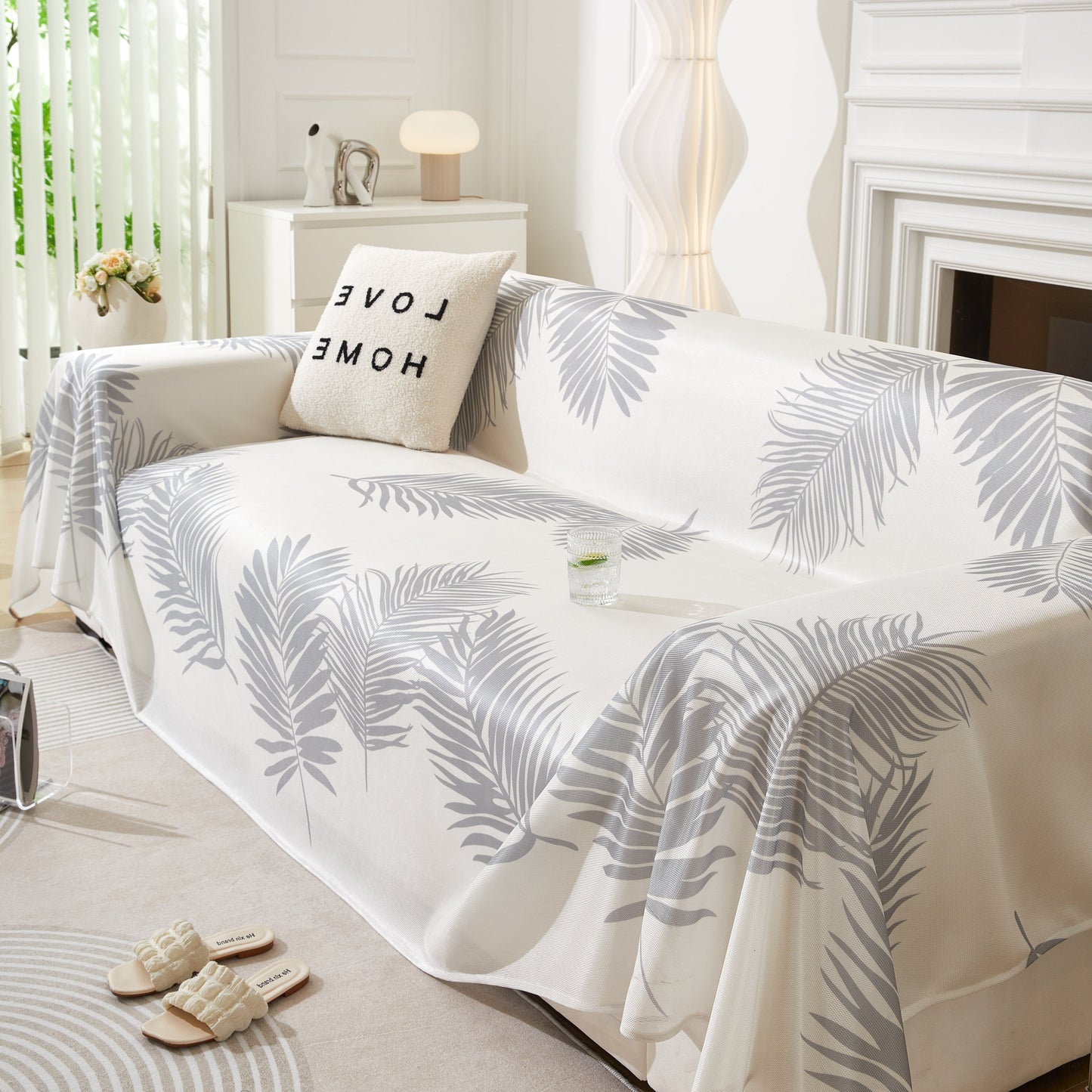 Leaf Printed Slipcover Sofa Covers, Universal Couch Throw Cover, Pets Furniture Protector for Home Decor