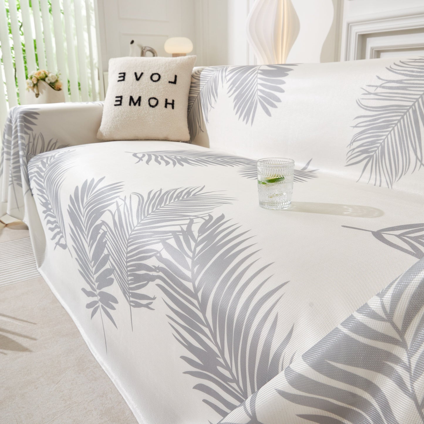 Leaf Printed Slipcover Sofa Covers, Universal Couch Throw Cover, Pets Furniture Protector for Home Decor