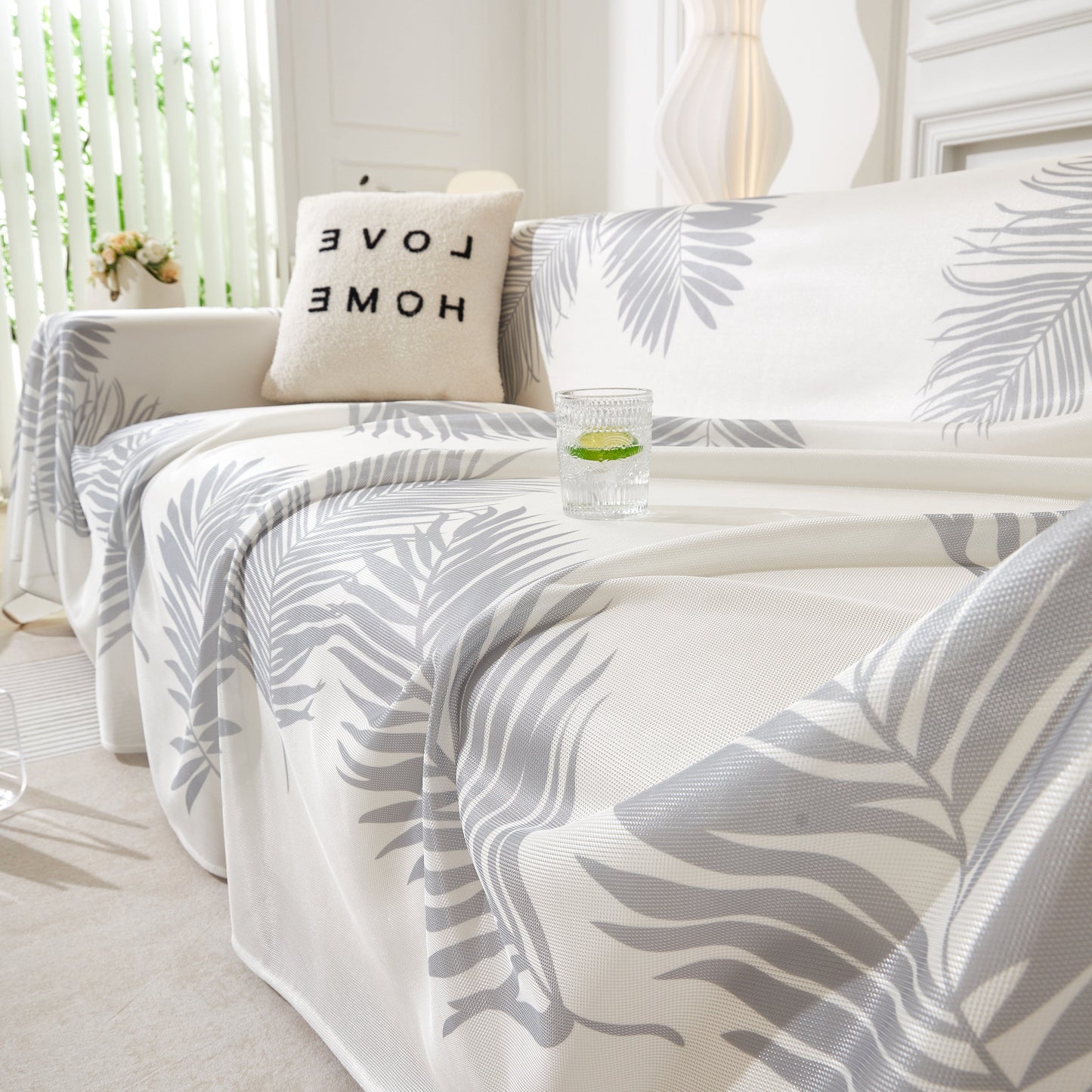 Leaf Printed Slipcover Sofa Covers, Universal Couch Throw Cover, Pets Furniture Protector for Home Decor