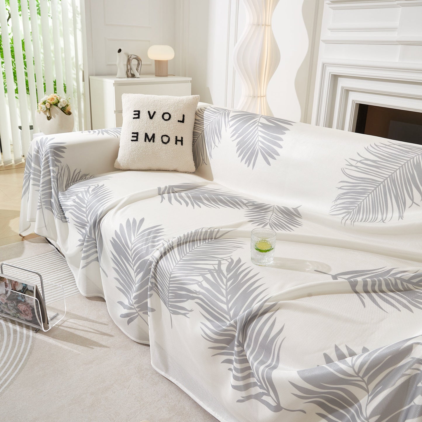 Leaf Printed Slipcover Sofa Covers, Universal Couch Throw Cover, Pets Furniture Protector for Home Decor