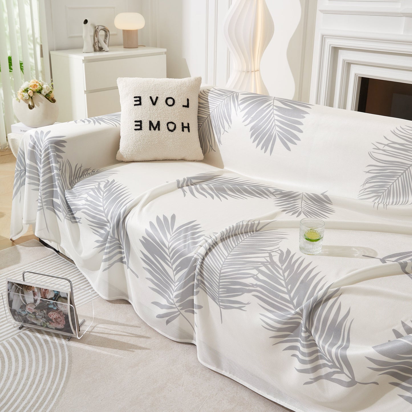 Leaf Printed Slipcover Sofa Covers, Universal Couch Throw Cover, Pets Furniture Protector for Home Decor
