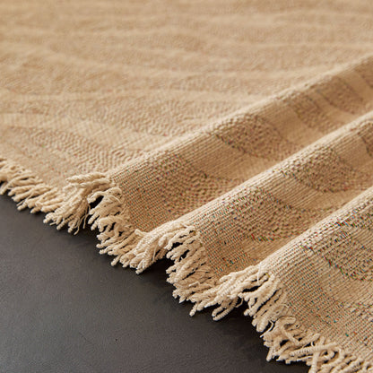 Wavy Wave Pattern Woven Couch Cover with Fringe Tassel, Soft Furniture Cover Protector