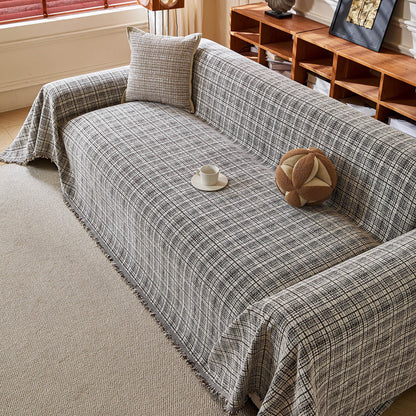 Textured Plaid Couch Throw Cover, Modern Decorative Sectional Furniture Covers