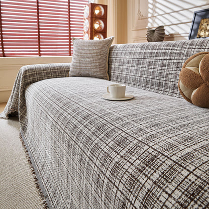 Textured Plaid Couch Throw Cover, Modern Decorative Sectional Furniture Covers