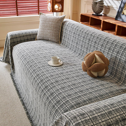 Textured Plaid Couch Throw Cover, Modern Decorative Sectional Furniture Covers
