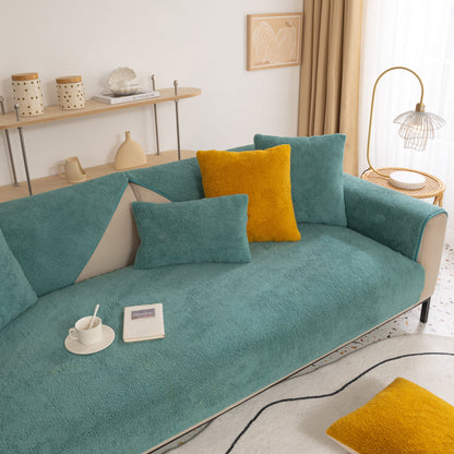 Luxury Sherpa Fleece Solid Sofa Towels Thickened Plush Non Slip Sofa Cushion Covers