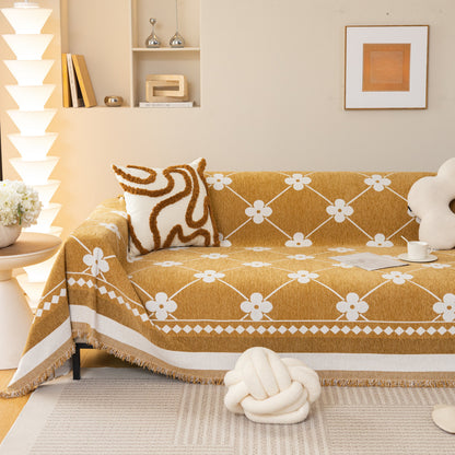 Comfy Four-Leaf Clover Hope Faith Love Luck Blanket for Couch, Chenille Scratch Proof Sofa Blanket Covers