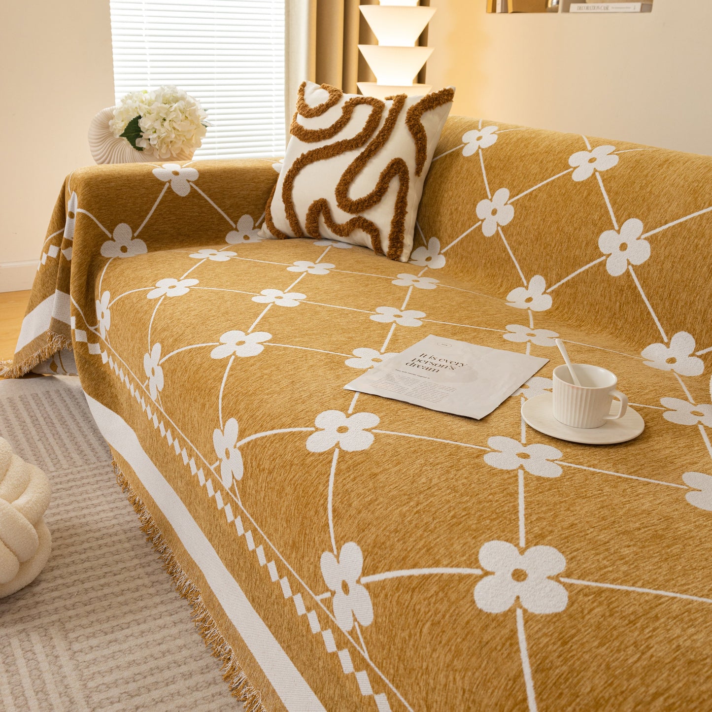 Comfy Four-Leaf Clover Hope Faith Love Luck Blanket for Couch, Chenille Scratch Proof Sofa Blanket Covers