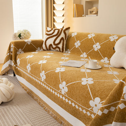 Comfy Four-Leaf Clover Hope Faith Love Luck Blanket for Couch, Chenille Scratch Proof Sofa Blanket Covers