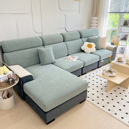 Fleece Fabric Cushion Covers for Sectional Sofas and L-Shaped Couch, Stretch Washable Sofa Seat Covers