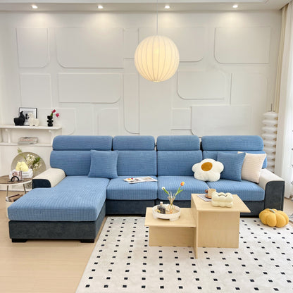 Fleece Fabric Cushion Covers for Sectional Sofas and L-Shaped Couch, Stretch Washable Sofa Seat Covers