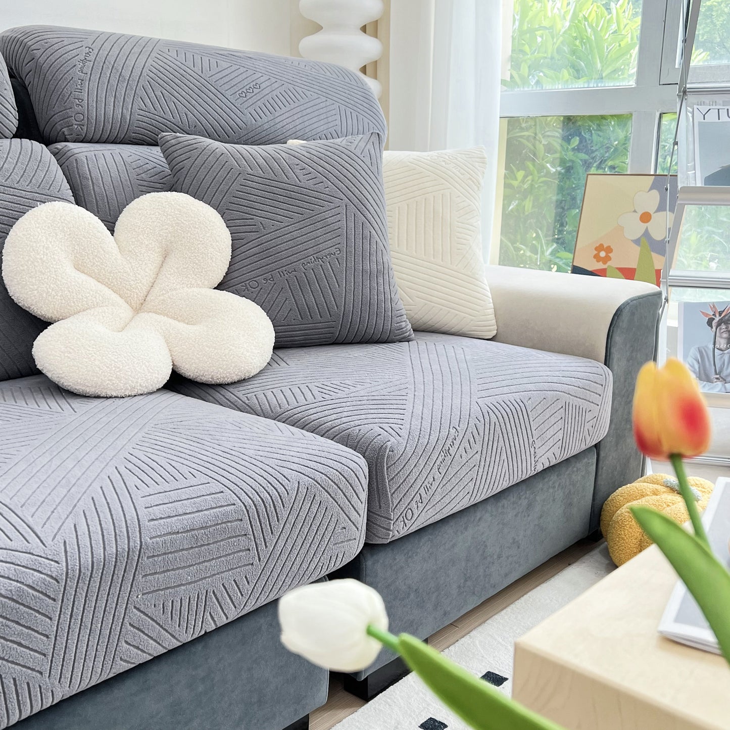 Stretch Couch Cushion Covers, Slipcovers Sofa Cushion Protector Covers, Elastic Furniture Protector for Pets, Kid