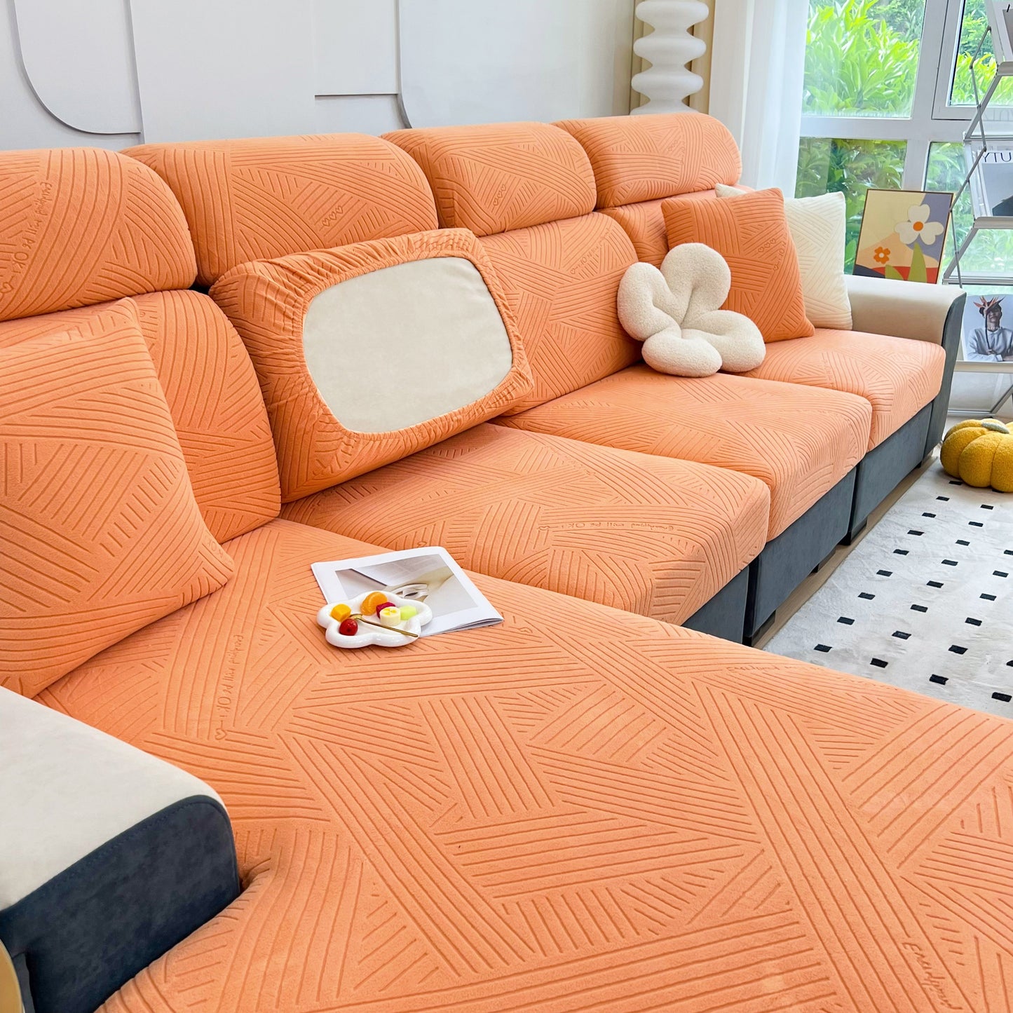 Stretch Couch Cushion Covers, Slipcovers Sofa Cushion Protector Covers, Elastic Furniture Protector for Pets, Kid