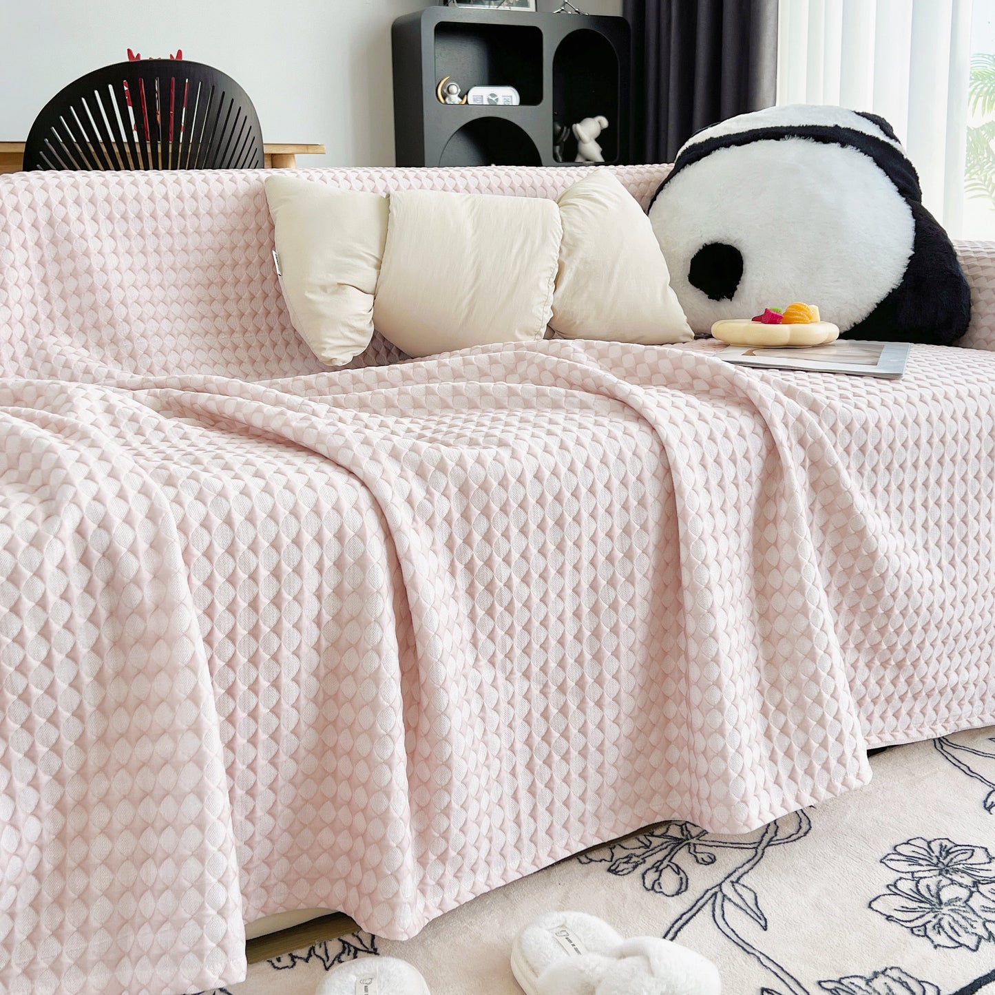 Cooling Textured Sofa Cover Washable Soft Couch Throw Blanket for Summer & Pets