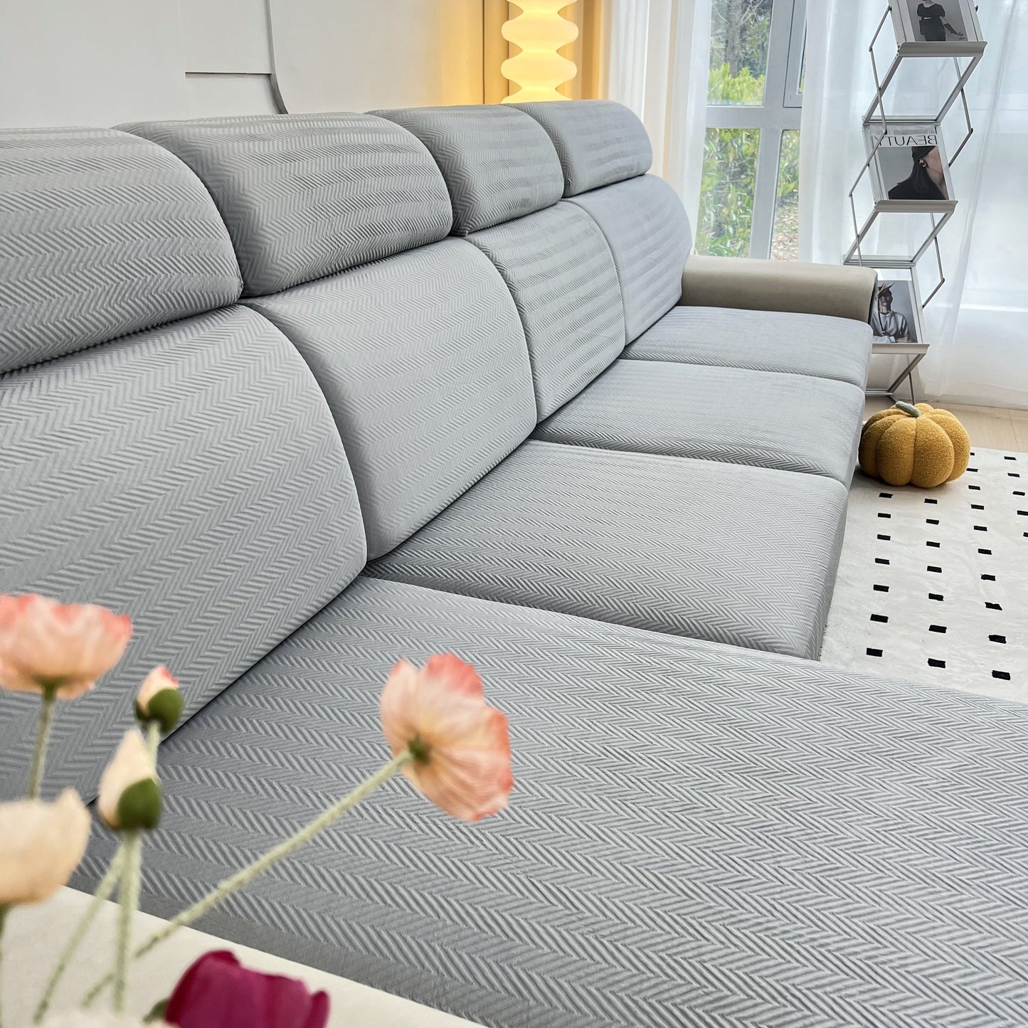 Cooling Stretchy Replacement Couch Cushion Covers for Sectional, Individual Couch Seat Cushion Covers