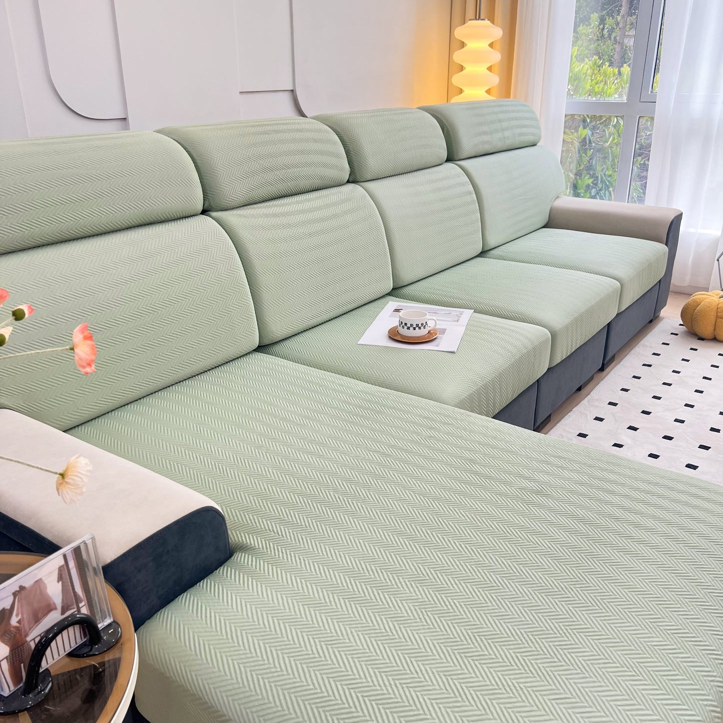 Cooling Stretchy Replacement Couch Cushion Covers for Sectional, Individual Couch Seat Cushion Covers
