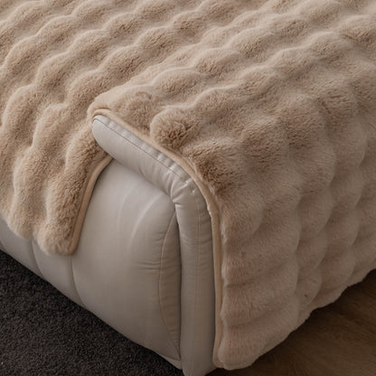 Thick Sofa Cushion Solid Color Faux Fur Fluffy Sofa Cushion Non-Slip Couch Covers