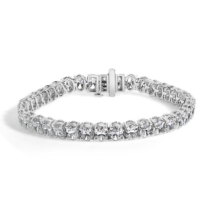 IGI Certified 14K White Gold 15.0 Cttw Oval Cut Lab Grown Diamond Tennis Bracelet