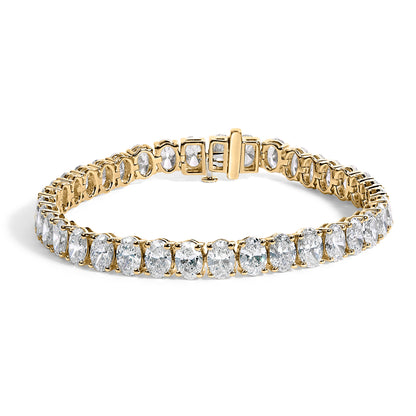 IGI Certified 14K White Gold 15.0 Cttw Oval Cut Lab Grown Diamond Tennis Bracelet
