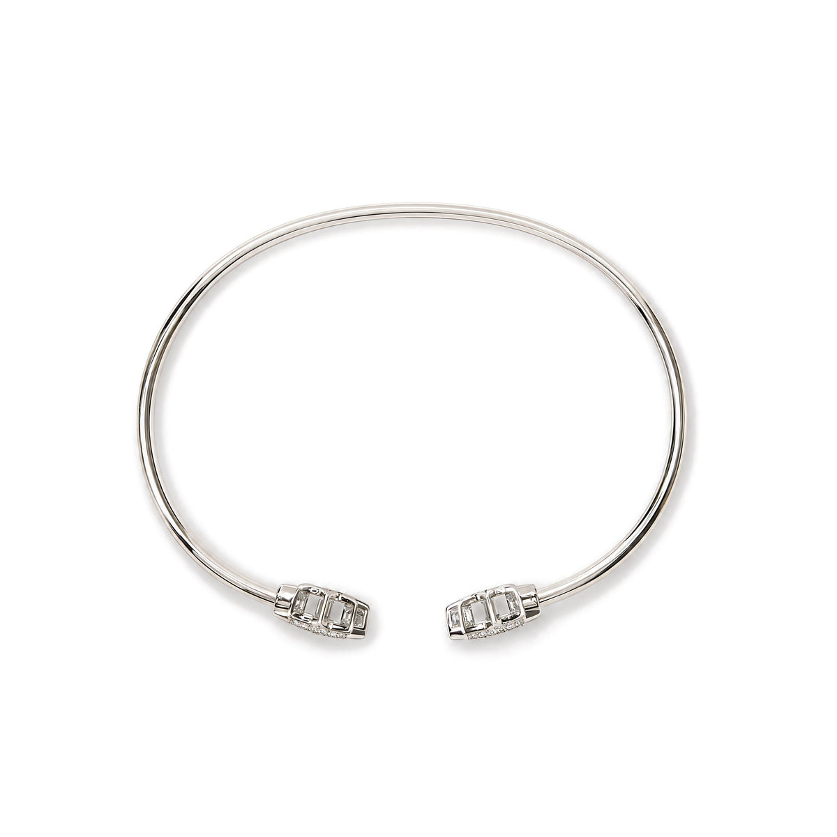 .925 Sterling Silver Diamond Accent Star Flexy Open Bangle Bracelet