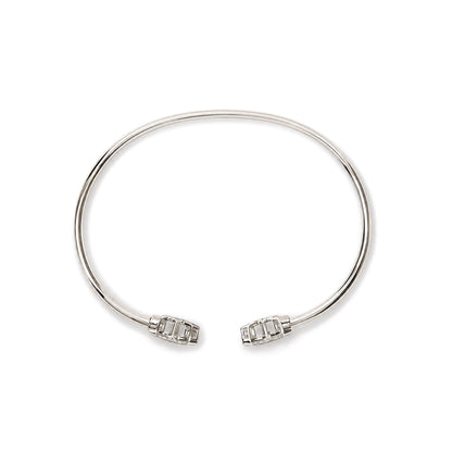 .925 Sterling Silver Diamond Accent Star Flexy Open Bangle Bracelet