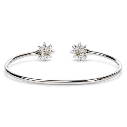 .925 Sterling Silver Diamond Accent Star Flexy Open Bangle Bracelet