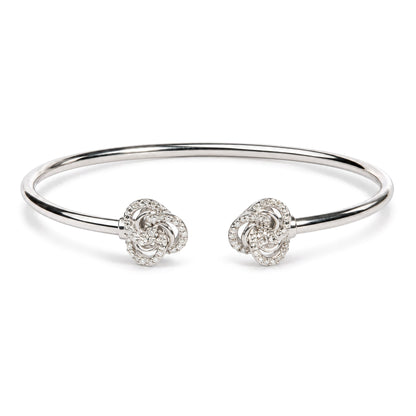 .925 Sterling Silver Diamond Accent Love Knot Flexy Open Bangle Bracelet