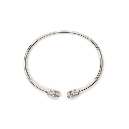 .925 Sterling Silver Diamond Accent Love Knot Flexy Open Bangle Bracelet