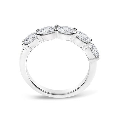 14K White Gold 1 1/4 Cttw Lab Grown Oval East West Band Ring