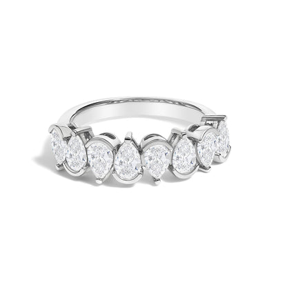14K White Gold 1 2/3 Cttw Lab Grown Pear Diamond Band Ring Bezel Setting