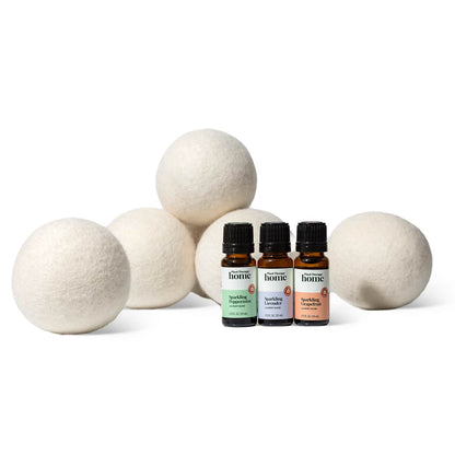Wool Dryer Balls 6 Pack and Sparkling Laundry Blend 3 Pack