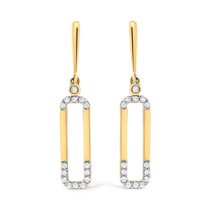 14K Yellow Gold 1/5 Cttw Diamond Paper Clip Dangle Earrings