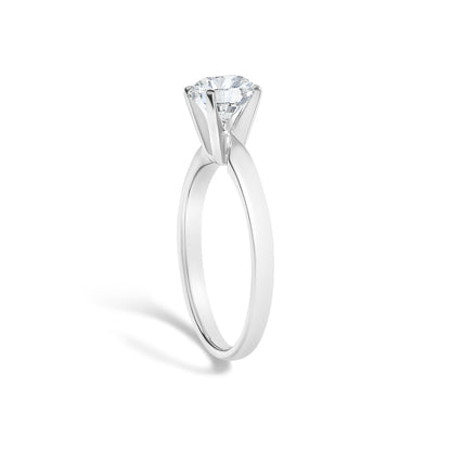 14K White Gold 1.00 Cttw Round Lab Grown Diamond Solitaire Ring