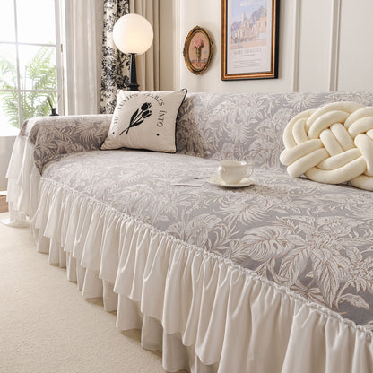 French Chic Style Ruffle Floral Cover Throws for Sofas, Decorative Couch Covers