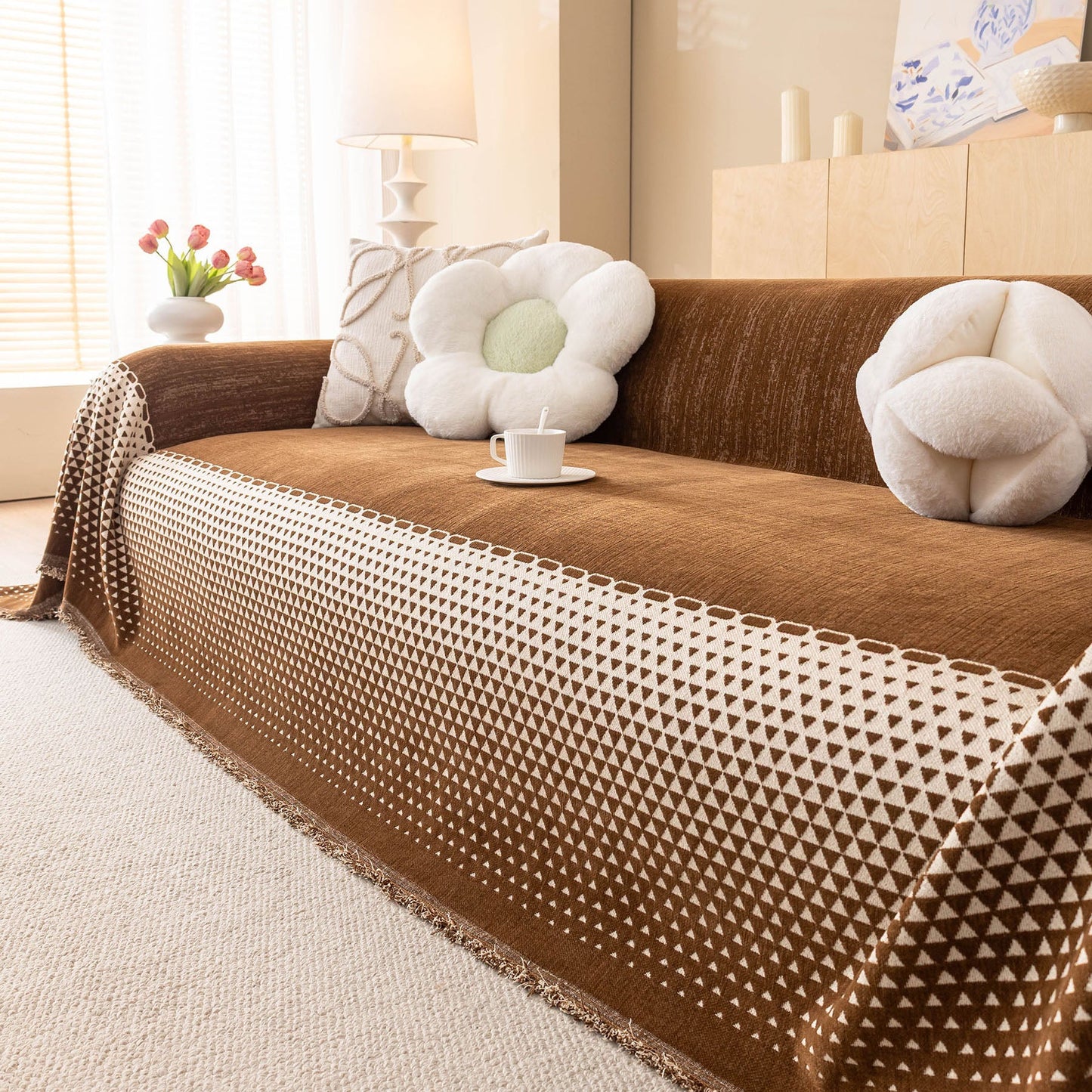 Decorative Couch Throw Cover, Washable Boho Couch Blanket Protector for Dogs, Cats
