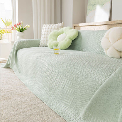 Cooling Ice Silk Sofa Throw Cover, Summer Diamond Textured Furniture Protector Blanket