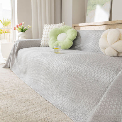 Cooling Ice Silk Sofa Throw Cover, Summer Diamond Textured Furniture Protector Blanket