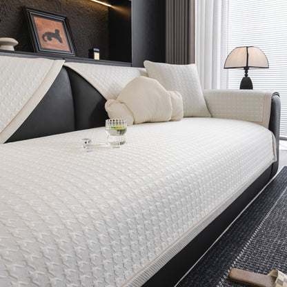 Houndstooth Ice Silk Breathable Sofa Cover, Modern Non-Slip Summer Couch Protector