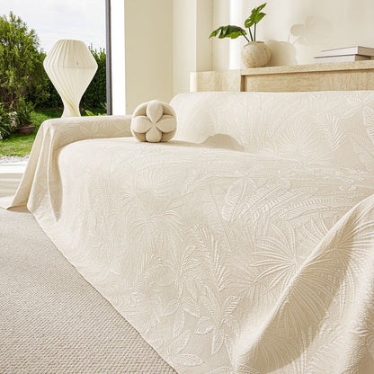 Tropical Botanical Leaf Texture Furniture Protector Blanket Soft Breathable Sofa Cover