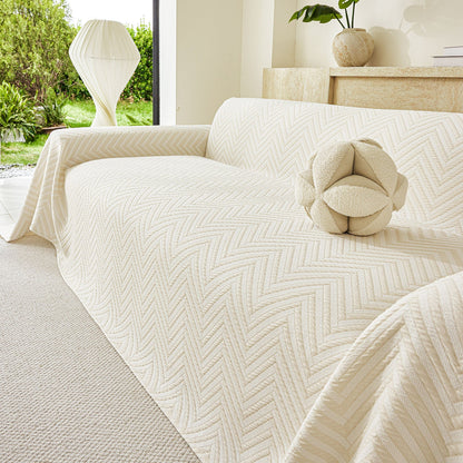 Three Layer Woven Soft Breathable Sofa Cover Blanket, Textured Chevron Couch Cover