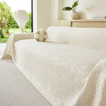 Soft Breathable Sofa Cover Blanket,Botanical Embossed Furniture Protector Throw Cover