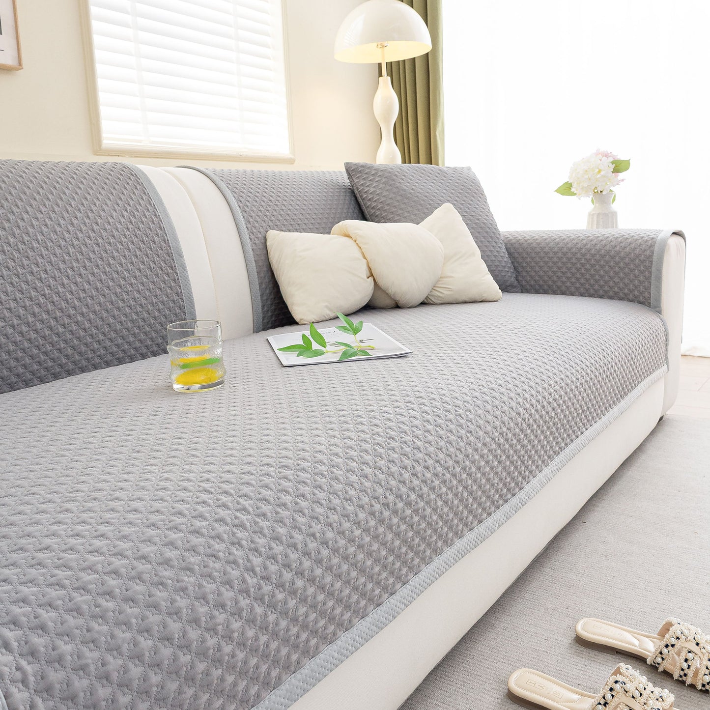 Non-Slip Diamond Quilted Sofa Cover, Separate Pieces Sectional Couch Protector