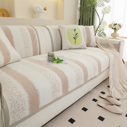 Striped Non-Slip Cooling Couch Cover, Summer Couch Pads for Seat Back Armrest