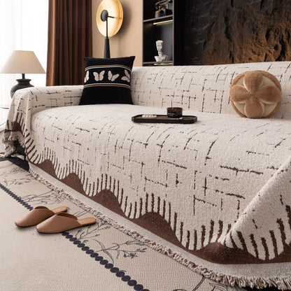 Chenille Sofa Cover Throw Blanket Woven Textured Decorative Furniture Slipcover