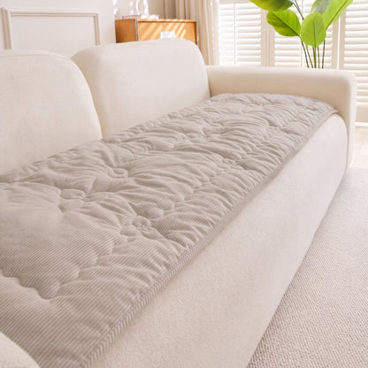 Quilted Corduroy Couch Topper, Non-Slip Soft Padded Sofa Protector Cover for Pets, Kids