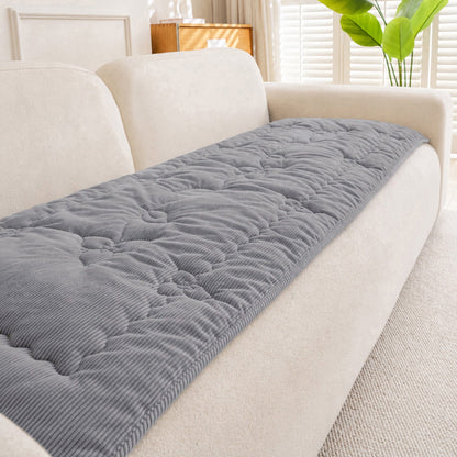 Quilted Corduroy Couch Topper, Non-Slip Soft Padded Sofa Protector Cover for Pets, Kids
