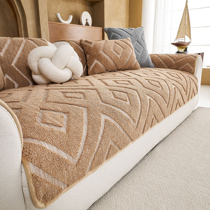 Thick Sherpa Sofa Protector Cover, Warm Plush Couch Cover for Seat, Backrest & Armrest